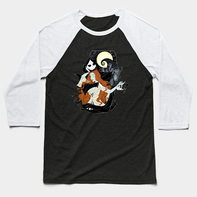 Gothic Love: Jack and Sally Baseball T-Shirt by Drea D. Illustrations